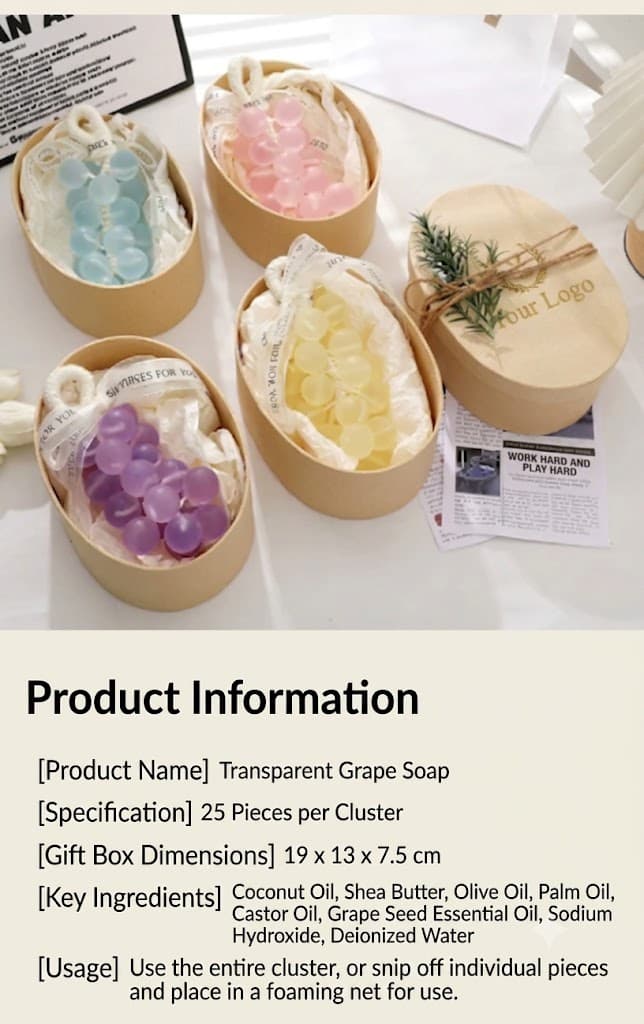 Handcrafted Crystal Grape Soap Cluster